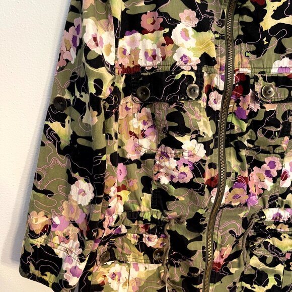 Erin London Jacket women's Size Medium Zip Up Floral Camouflage - Picture 4 of 11